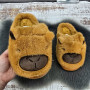 Капці жіночі хутряні коричневі Капібара закритий носок 8193