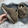 Капці жіночі хутряні темно-коричневі Капібара закритий носок 8193
