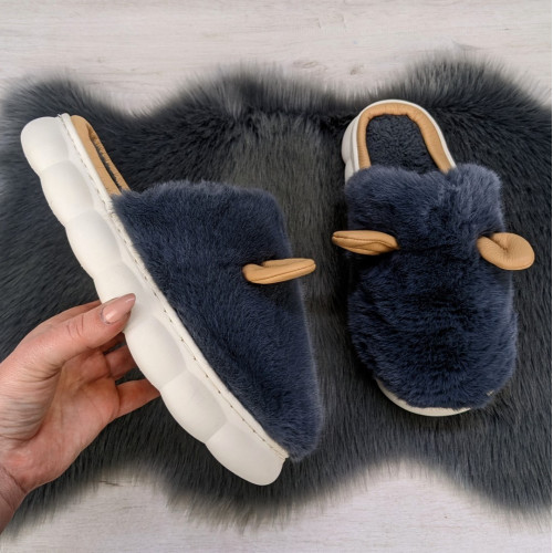 Жіночі хутряні тапочки Fangre сірого кольору на підошві EVA 3832