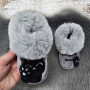 Тапочки чуни детские LION серые с черным закрытые с задником Котики 1814
