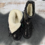 Черевики дутики зимові для дівчинки на овчині Paliament чорні на платформі 7079