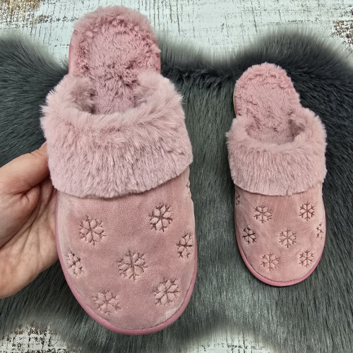 Тапочки домашні жіночі Белста пудрові із закритим носком і хутряною опушкою 4606