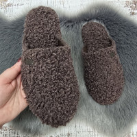 Тапочки жіночі Белста коричневі каракуль для ламінату із закритим носком 8113