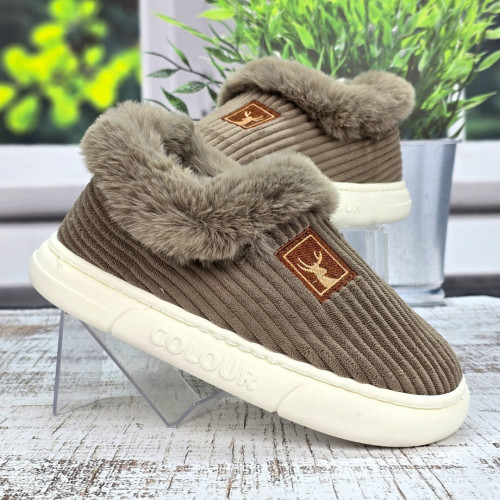Капці чоловічі Scarrhett коричневі закриті утеплені на флісі 6069