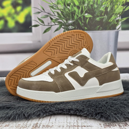 Кроссовки кеды женские Swin shoes белые с коричневым 4424