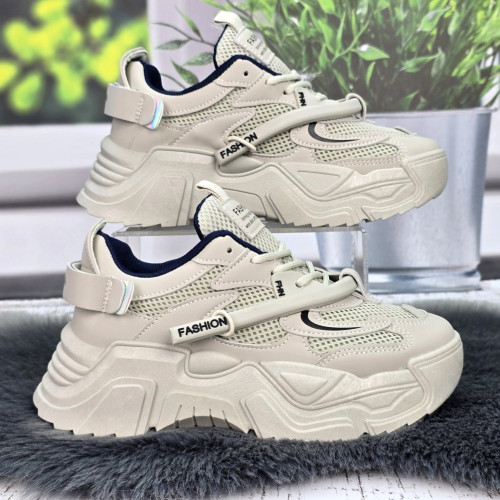 Кросівки жіночі Swin Shoes бежеві на об'ємній підошві демісезонні 8075-2