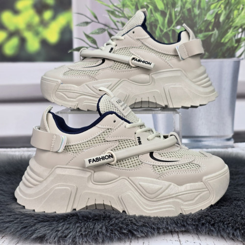 Кросівки жіночі Swin Shoes бежеві на об'ємній підошві демісезонні 8075-2