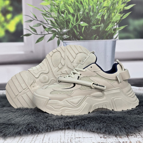Кросівки жіночі Swin Shoes бежеві на об'ємній підошві демісезонні 8075-2