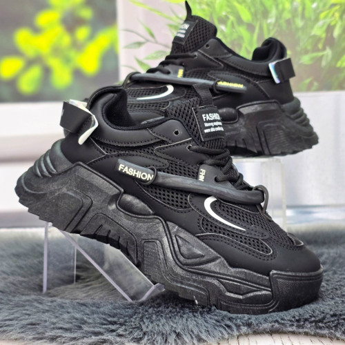 Кросівки жіночі Swin Shoes чорні на об'ємній підошві демісезонні 8075-2