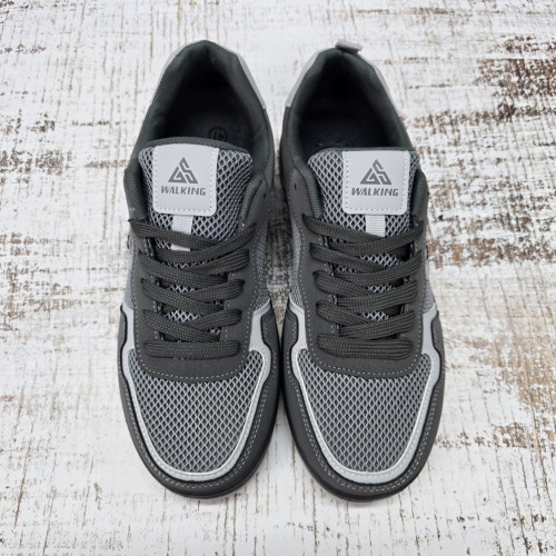Кроссовки мужские Гипанис графитовые эко-кожа с сеткой 3881