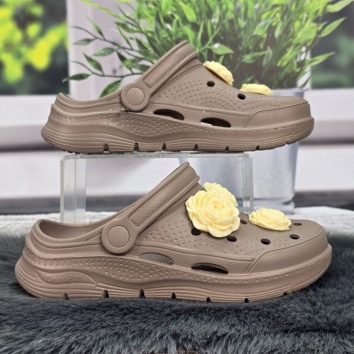 Сабо кроксы женские Dago Style кофейные ЭВА с джибитсами 4041-4