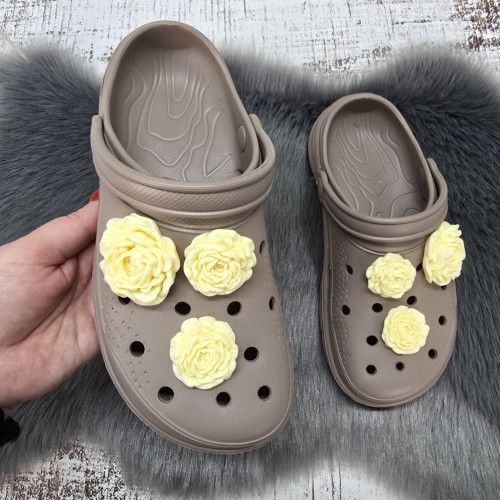 Сабо кроксы женские Dago Style кофейные ЭВА с джибитсами 4041-4