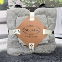 Набор полотенец микрофибра баня + кухня Solafa серый