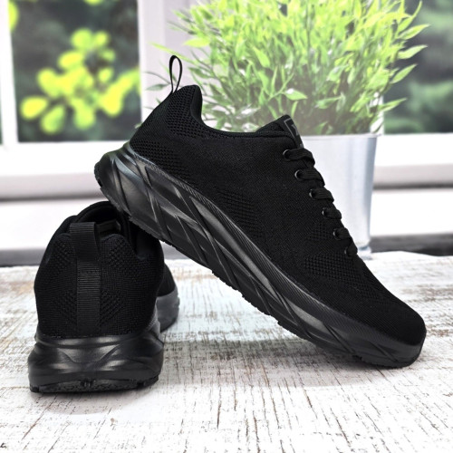 Кросівки чоловічі Restime чорні текстильні на об'ємній підошві 6108