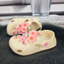 Кроксы детские ЭВА для девочки Dago Style кремовые с цветами 7172