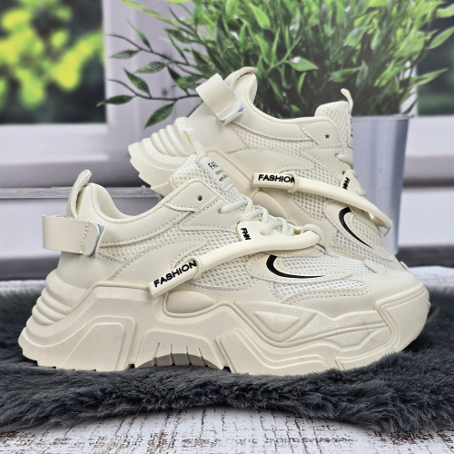 Кросівки жіночі Swin Shoes молочні на об'ємній підошві демісезонні 8075-2