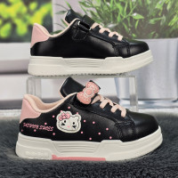 Кросівки дитячі для дівчинки Ok Shoes чорні з рожевим еко-шкіра демісезонні 7173