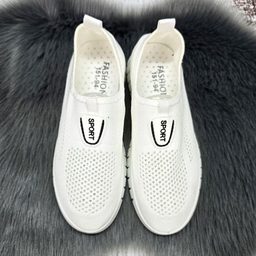 Мокасини жіночі Ok Shoes молочні текстильні сітка 8396