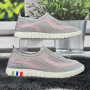Мокасини жіночі Ok Shoes сірі з рожевим текстильні сітки 8461