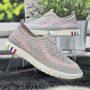 Мокасини жіночі Ok Shoes сірі з рожевим текстильні сітки 8461