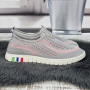 Мокасини жіночі Ok Shoes сірі з рожевим текстильні сітки 8461