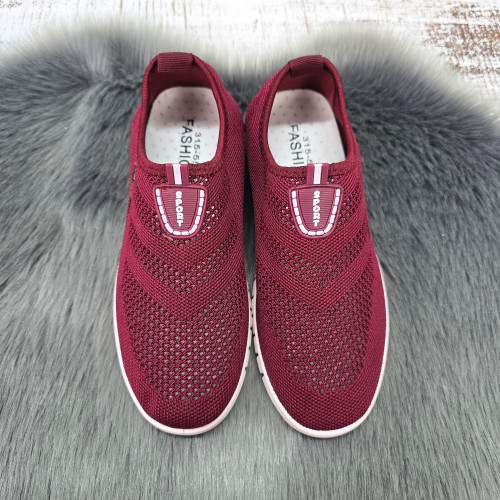 Мокасини жіночі Ok Shoes бордові текстильні сітка 8421