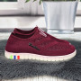 Мокасини жіночі Ok Shoes бордові текстильні сітка 8421