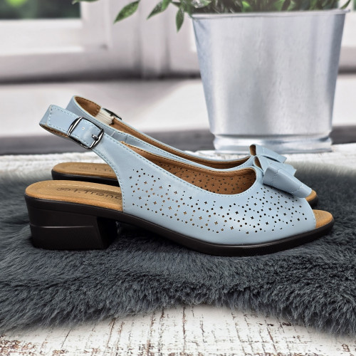 Босоніжки жіночі Trendy блакитні на низькому підборі 8405