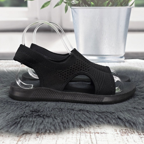 Босоніжки жіночі чорні текстильні 8465