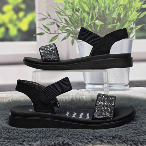 Босоніжки жіночі Trendy чорні великі розміри на низькому ходу 8537