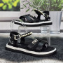 Босоніжки жіночі Lilin чорні еко-шкіра на рівній підошві 8542