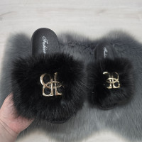 Шльопанці жіночі хутряні чорні Fashion 2764_5