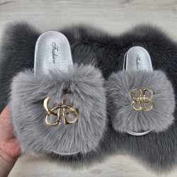 Шльопанці жіночі хутряні сірі Fashion 2764_5 Шльопанці жіночі хутряні сірі Fashion 2764_5