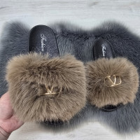 Шльопанці жіночі хутряні коричневі Fashion 2764_6