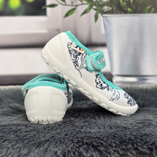 Тапочки дитячі для дівчинки Weestep білі з бірюзовим на липучках 5876