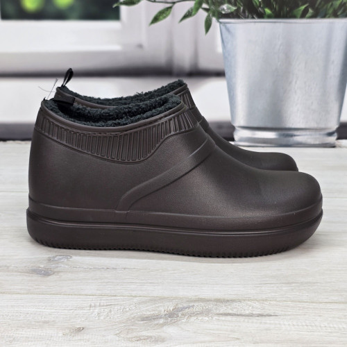 Калоші чоловічі піна з хутром зимові шоколадного кольору Dago Style 3483