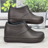 Калоші чоловічі піна з хутром зимові шоколадного кольору Dago Style 3483