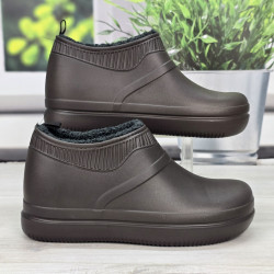 Калоші чоловічі піна з хутром зимові шоколадного кольору Dago Style 3483