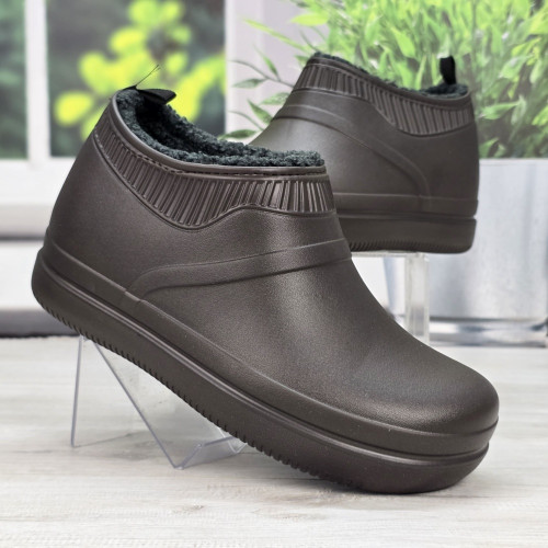 Калоші чоловічі піна з хутром зимові шоколадного кольору Dago Style 3483