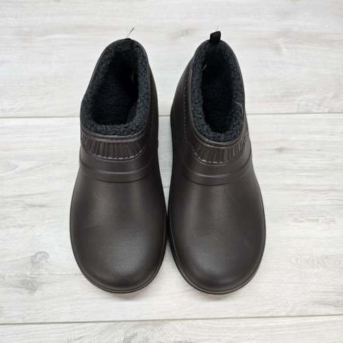 Калоші чоловічі піна з хутром зимові шоколадного кольору Dago Style 3483