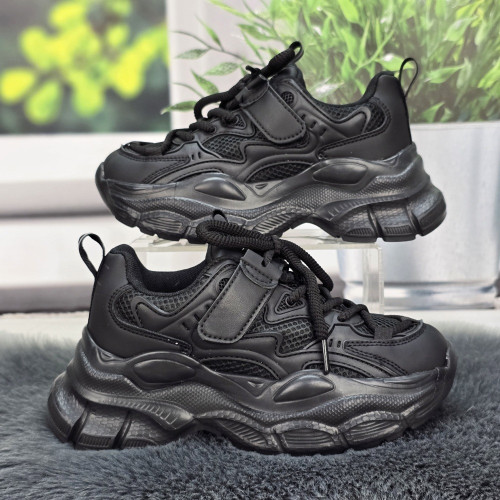 Кросівки дитячі для дівчинки Bessky чорні на платформі еко-шкіра з текстилем 7286