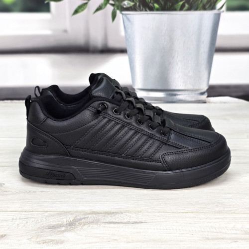 Кросівки чоловічі KMB чорні демісезонні еко-шкіра 6165
