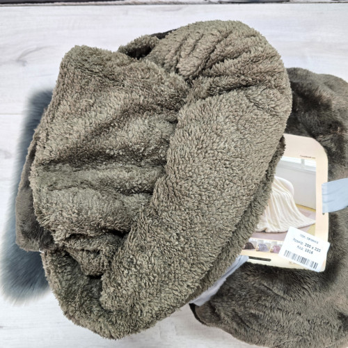 Плед двосторонній мікрофібра 200*220 см коричневий євро-розмір Овчинка 1016