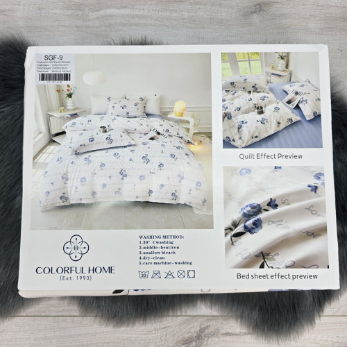 Комплект постільної білизни страйп сатин євро розмір COLORFUL HOME №5 5005