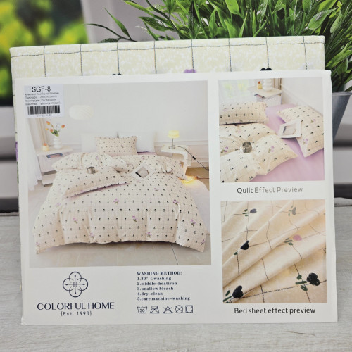 Комплект постільної білизни страйп сатин євро розмір COLORFUL HOME №8 5005