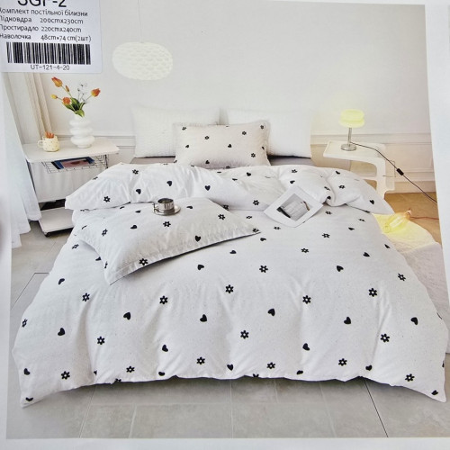 Комплект постільної білизни страйп сатин євро розмір COLORFUL HOME №9 5005