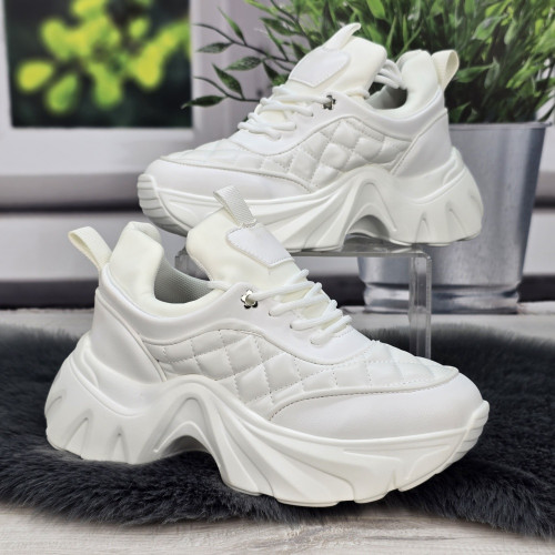 Кросівки жіночі Aelida білі еко-шкіра на платформі 8596