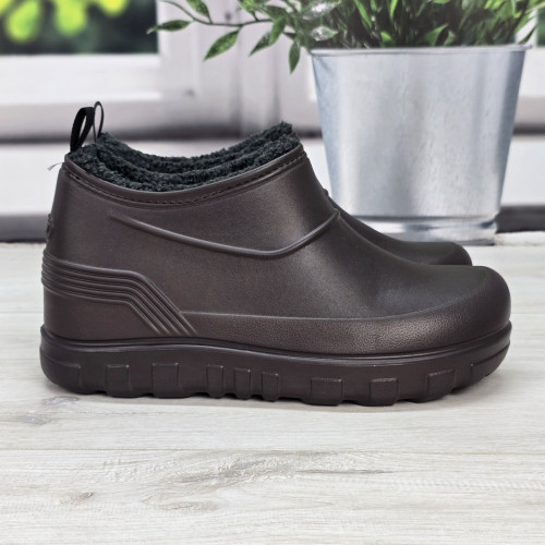 Калоші чоловічі піна з хутром зимові шоколадного кольору Dago Style 6173