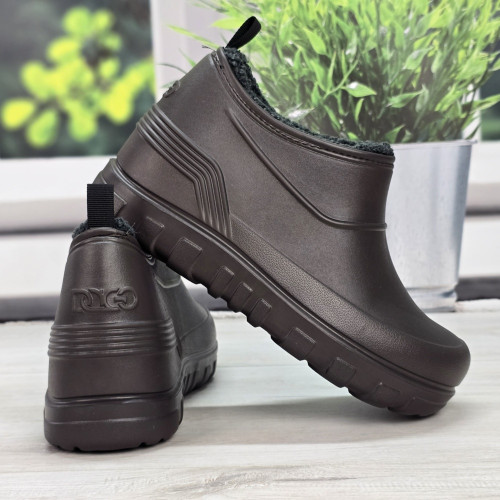Калоші чоловічі піна з хутром зимові шоколадного кольору Dago Style 6173