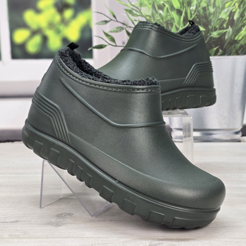 Калоші чоловічі піна з хутром зимові кольору хакі Dago Style 6173